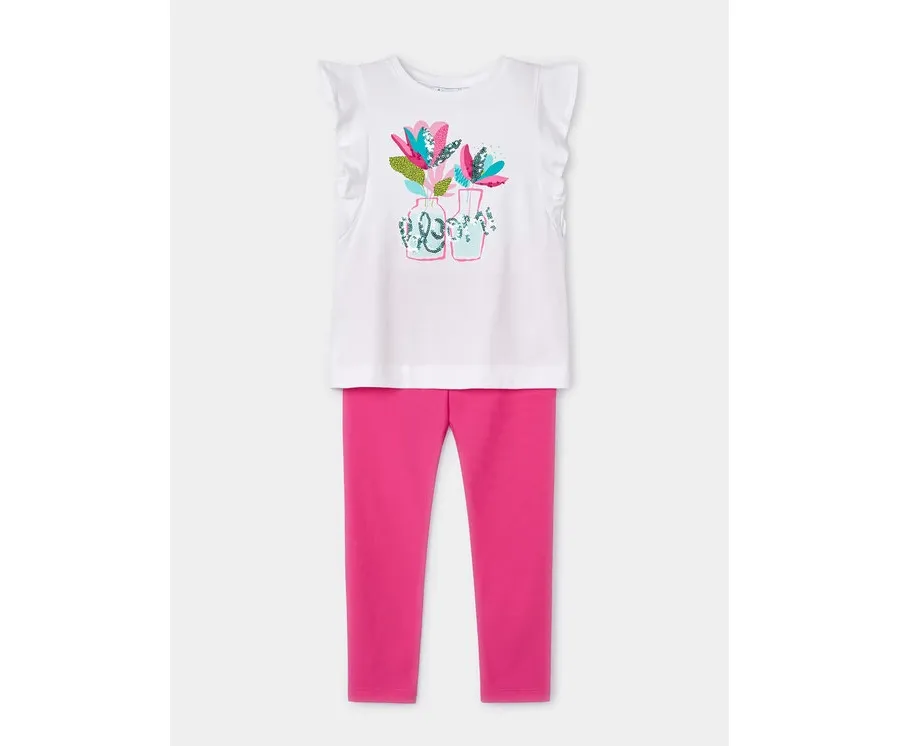 obrazek 1 Mayoral Komplet t-shirt i legginsy 3703 Różowy Regular Fit