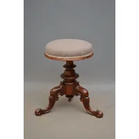 Zdjęcie Wiktoriański obrotowy stolik toaletowy, z siedziskiem z regulacją wysokości - antyk