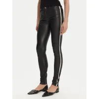 Zdjęcie Serge Pariente Spodnie skórzane Sexy Stretch Thin Strip Czarny Slim Fit