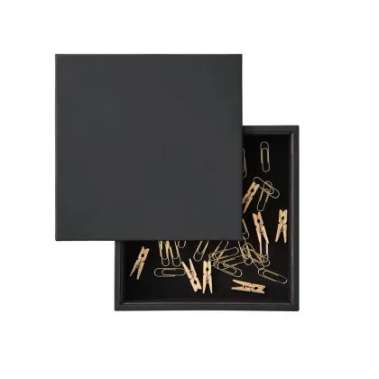 Picture Black paper clip container made of Italian leather