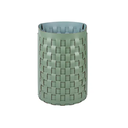Zdjęcie Kosz Bottega Ø40xH57 cm wykonany z naturalnej skóry w kolorze eukaliptusa