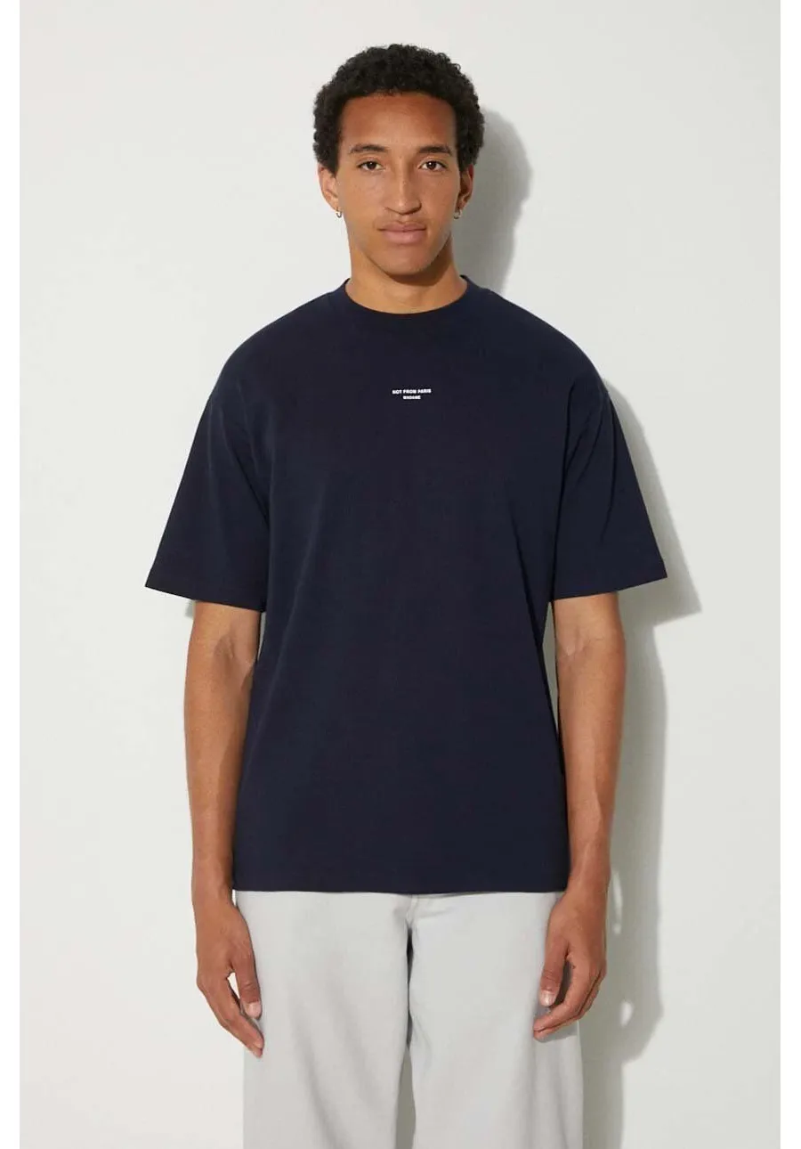 obrazek 1 Drôle de Monsieur t-shirt bawełniany Le T-Shirt Slogan Classique męski kolor granatowy z nadrukiem PERM-TS202-CO002-NY