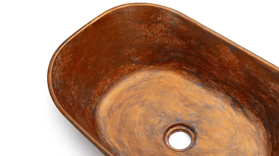 obrazek 3 Stylowa umywalka 50 cm LIBRA BASIC – AGED METAL, miedziany i niebiesko-szary, lakier matowy