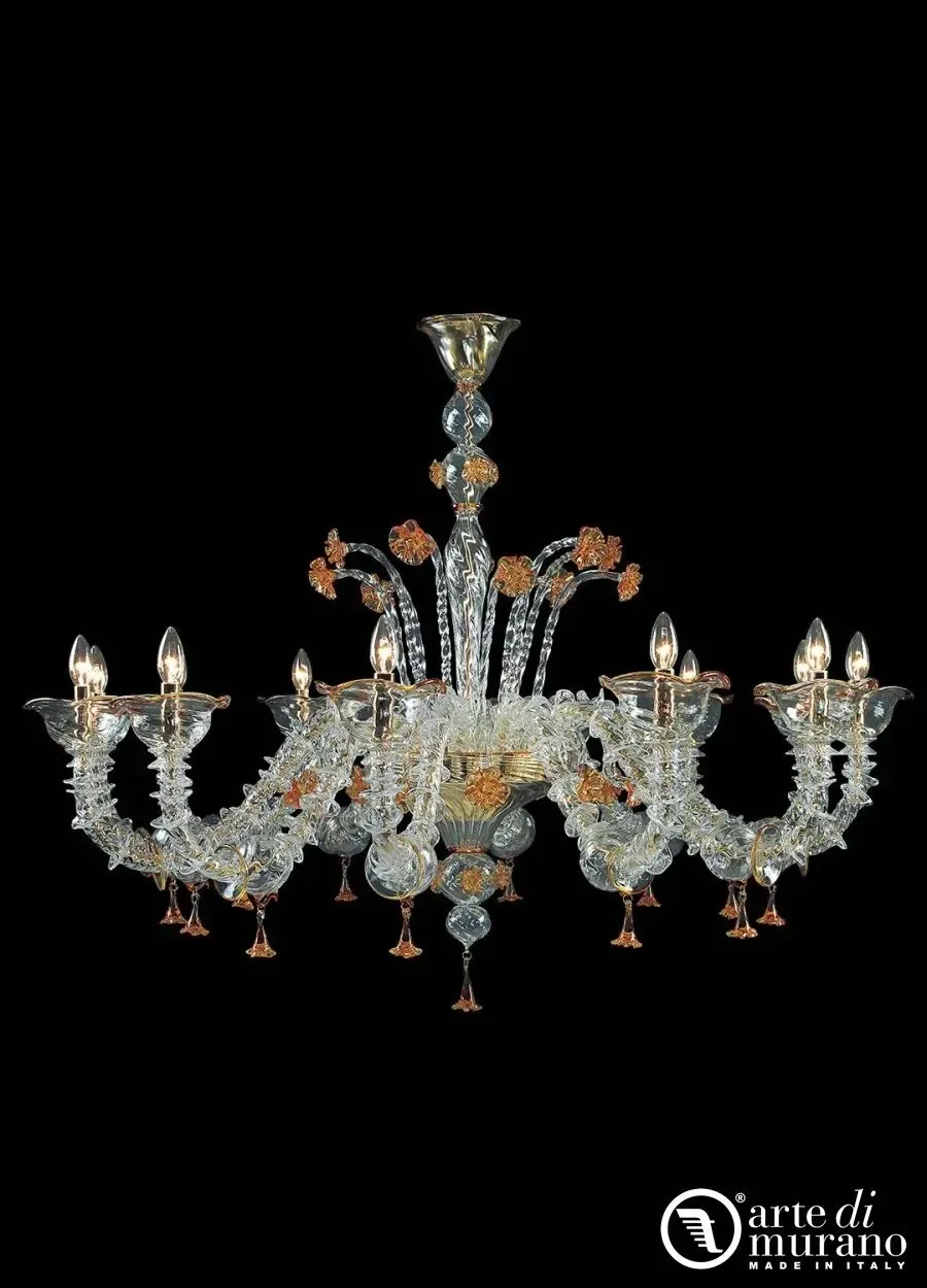 obrazek 1 Gustowny kryształowy żyrandol na 6 żarówek ze szkła Murano