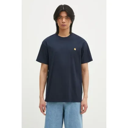 Zdjęcie Carhartt WIP t-shirt bawełniany Chase męski kolor granatowy gładki I026391.2MZXX
