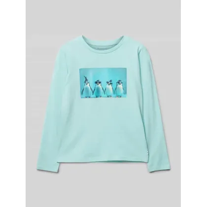 Zdjęcie Bluzka z czystej bawełny z długim rękawem i foto printem