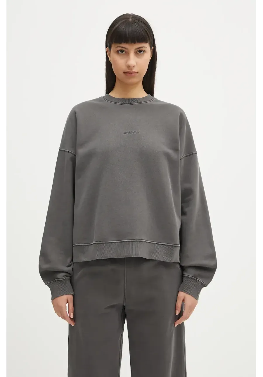 obrazek 1 Carhartt WIP bluza bawełniana Benton Sweat damska kolor szary gładka I034511