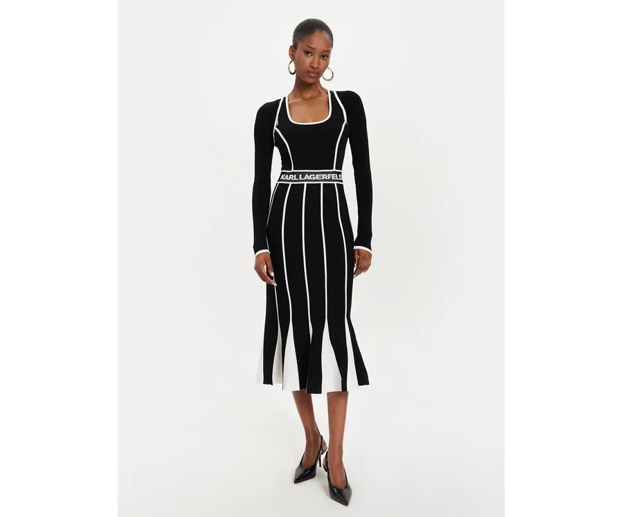 obrazek 1 KARL LAGERFELD Sukienka dzianinowa 245W1330 Czarny Slim Fit