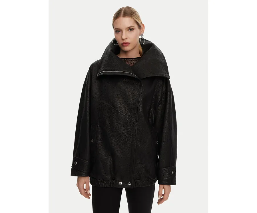 obrazek 1 Dolce&Gabbana Kurtka skórzana F9S01L HULVN Czarny Oversize