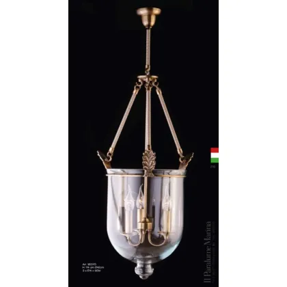 Zdjęcie Piękna stylowa lampa-latarnia z mosiądzu i przezroczystego szkła - Il Paralume Marina