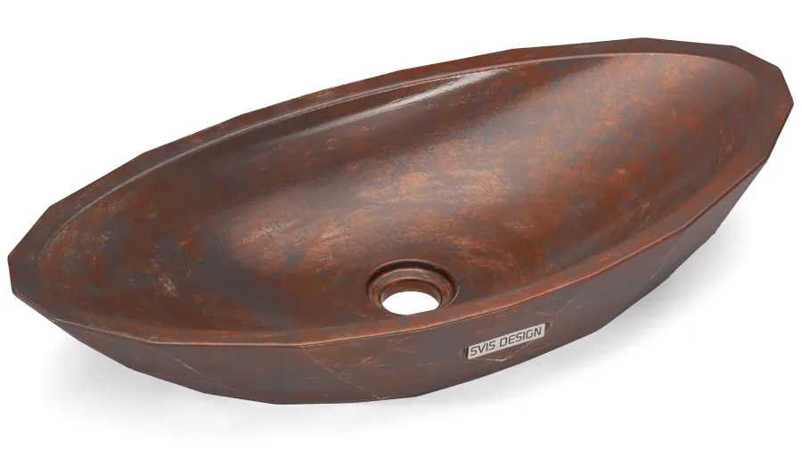 obrazek 2 Ekskluzywna umywalka 60 cm DIAMOND BASIC – SMOKED METAL, szary i miedziany, lakier półmatowy