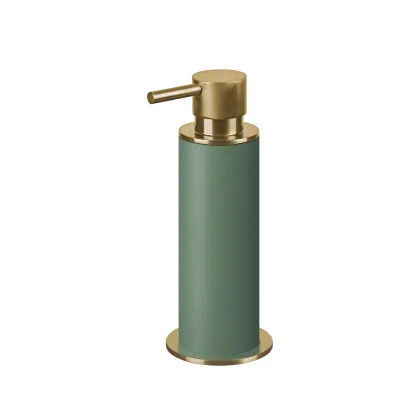 Picture Stylish dispenser Ø7xH19 cm in the color of eucalyptus leaves with gold plating