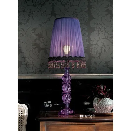 Zdjęcie Lampa stołowa z kulami z kryształu ametystu i fioletowym kloszem - Il Paralume Marina