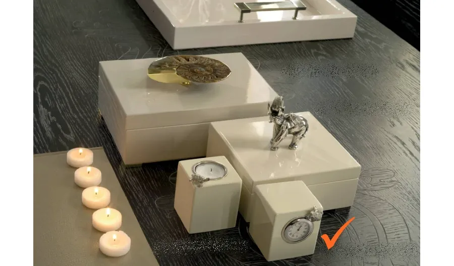 picture 1 Ivory wood clock with nickel-plated accessories