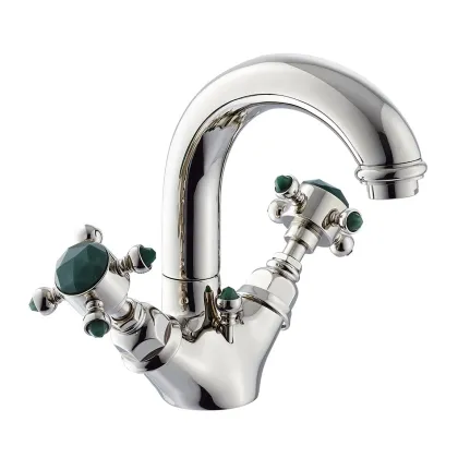 Zdjęcie Bateria jednootworowa z automatycznym odpływem, obrotową wylewką - z ceramiczną głowicą - Officina Nicolazzi