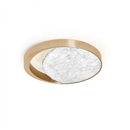 Picture Ceiling lamp made of marble with a brass rim for an exclusive interior - Ginger & Jagger