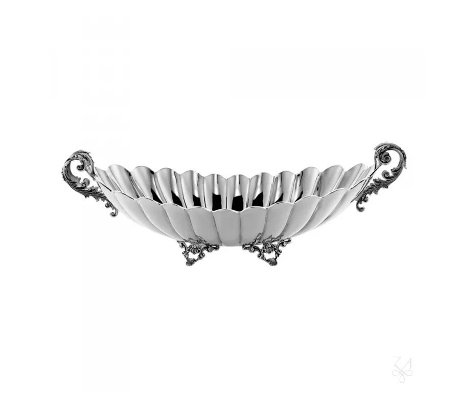 obrazek 1 Stylowa srebrna misa Rome ze stopą - Zaramella Argenti
