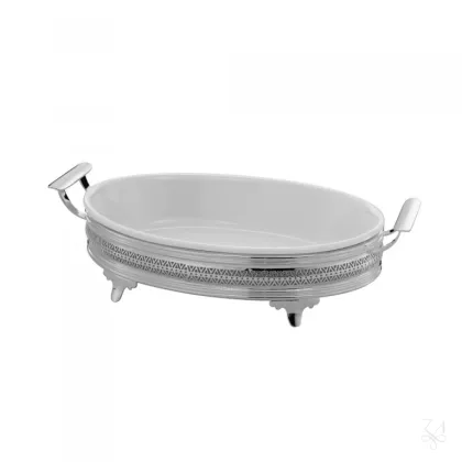Picture Oval silver-plated baking plate holder - Zaramella Argenti