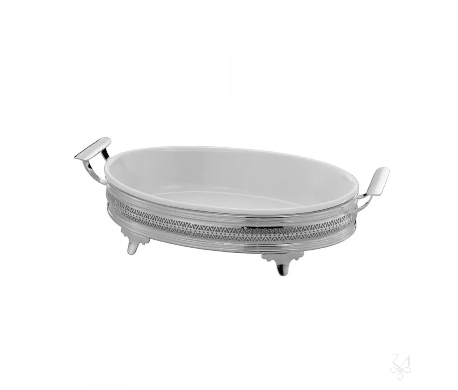 picture 1 Oval silver-plated baking plate holder - Zaramella Argenti