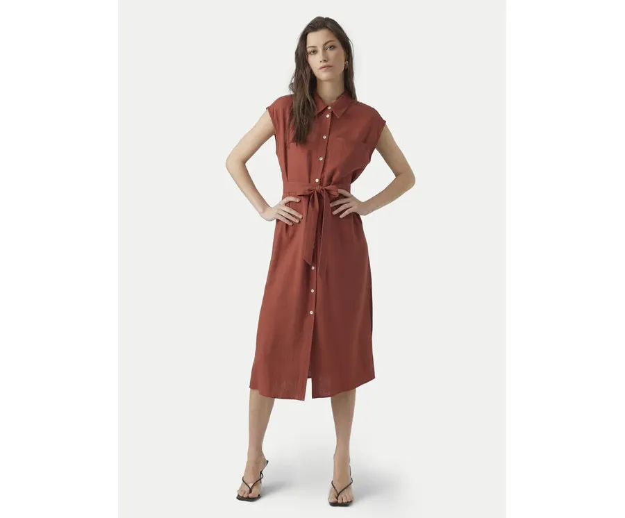 obrazek 1 Vero Moda Sukienka koszulowa Mymilo 10282532 Czerwony Regular Fit