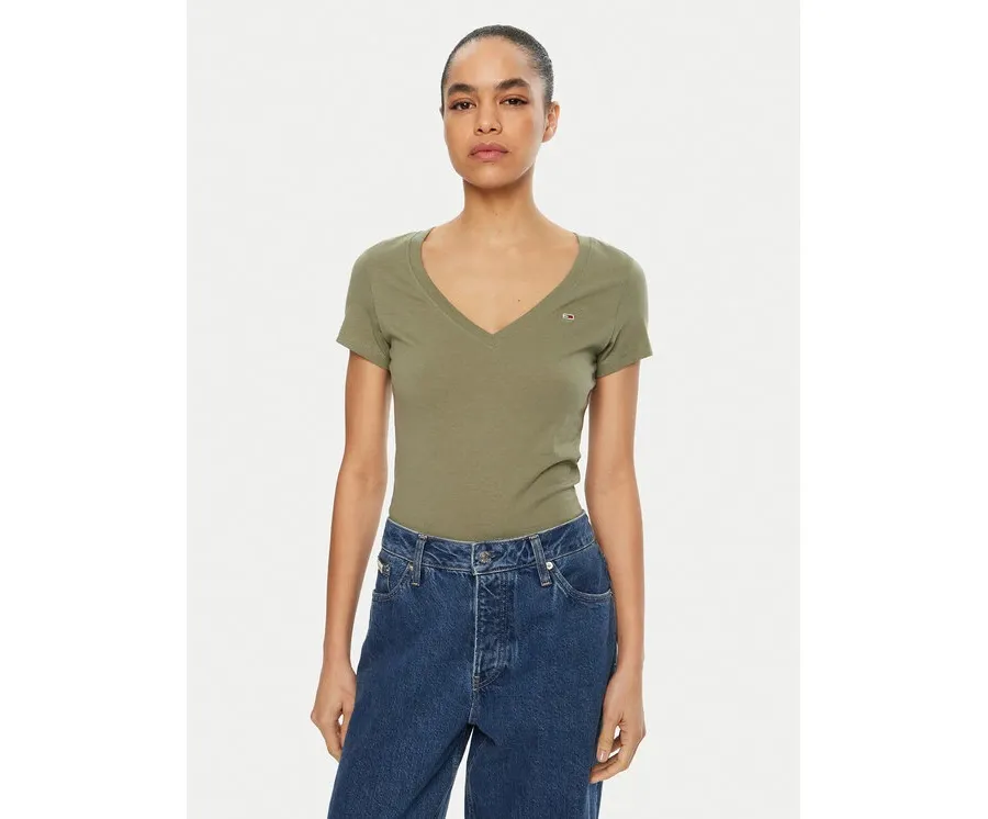 obrazek 1 Tommy Jeans T-Shirt DW0DW20458 Zielony Slim Fit