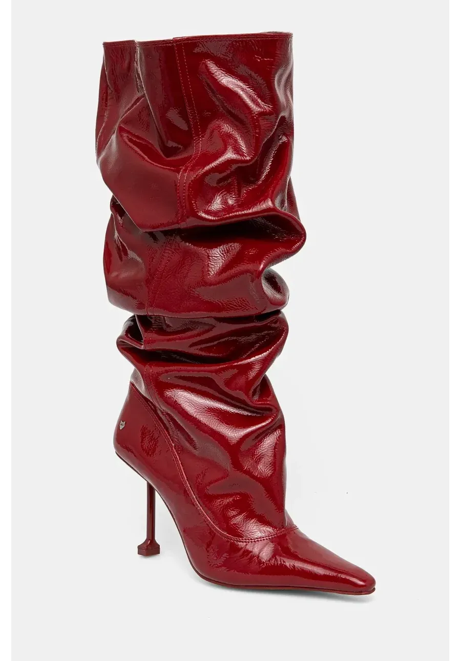 obrazek 1 Naked Wolfe kozaki skórzane Vern damskie kolor czerwony na szpilce Vern Crinkle Patent Leather Red