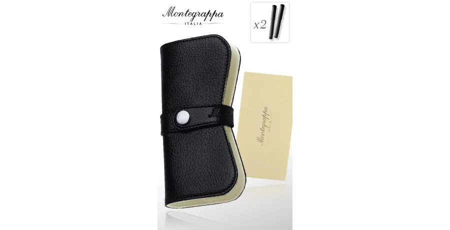 obrazek 1 Czarne Damskie Etui na Dwa Przybory Montegrappa