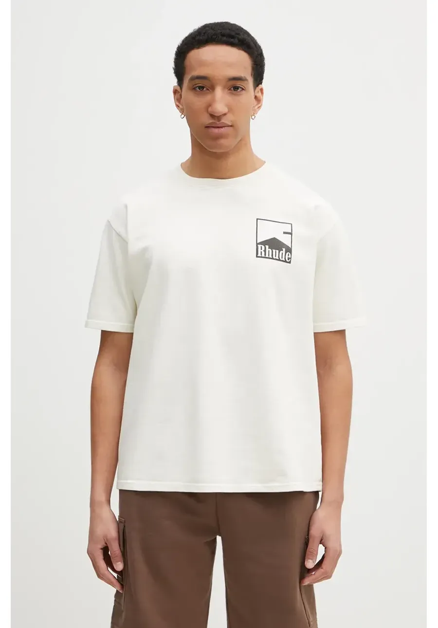 obrazek 1 RHUDE t-shirt bawełniany Chevron męski kolor beżowy z nadrukiem RHPS25TT02012