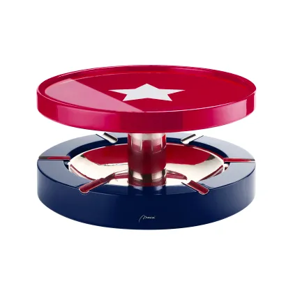Picture Elegant ashtray decorated with the Cuban flag made of wood, stainless steel and glass