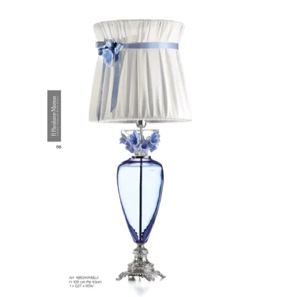 Zdjęcie Lampa stołowa z niebieskiego kryształu florenckiego i odlewanego mosiądzu - Il Paralume Marina