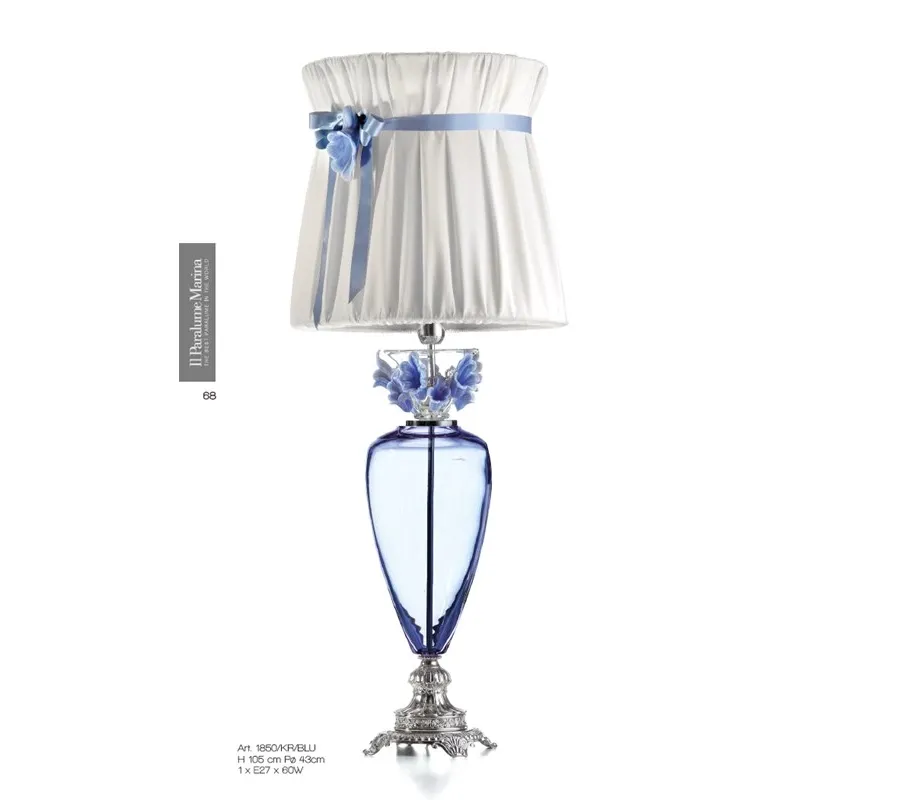 obrazek 1 Lampa stołowa z niebieskiego kryształu florenckiego i odlewanego mosiądzu - Il Paralume Marina