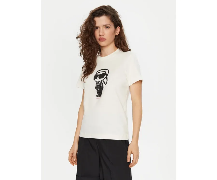 obrazek 1 KARL LAGERFELD T-Shirt A1W17126 Écru Regular Fit
