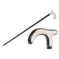 Picture Classic black walking stick with horn elements – Pasotti