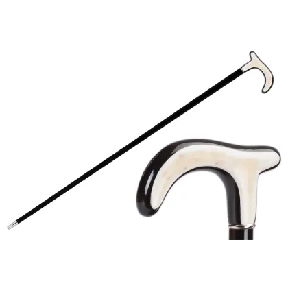 Zdjęcie Klasyczna czarna laska z elementami z rogu – Pasotti