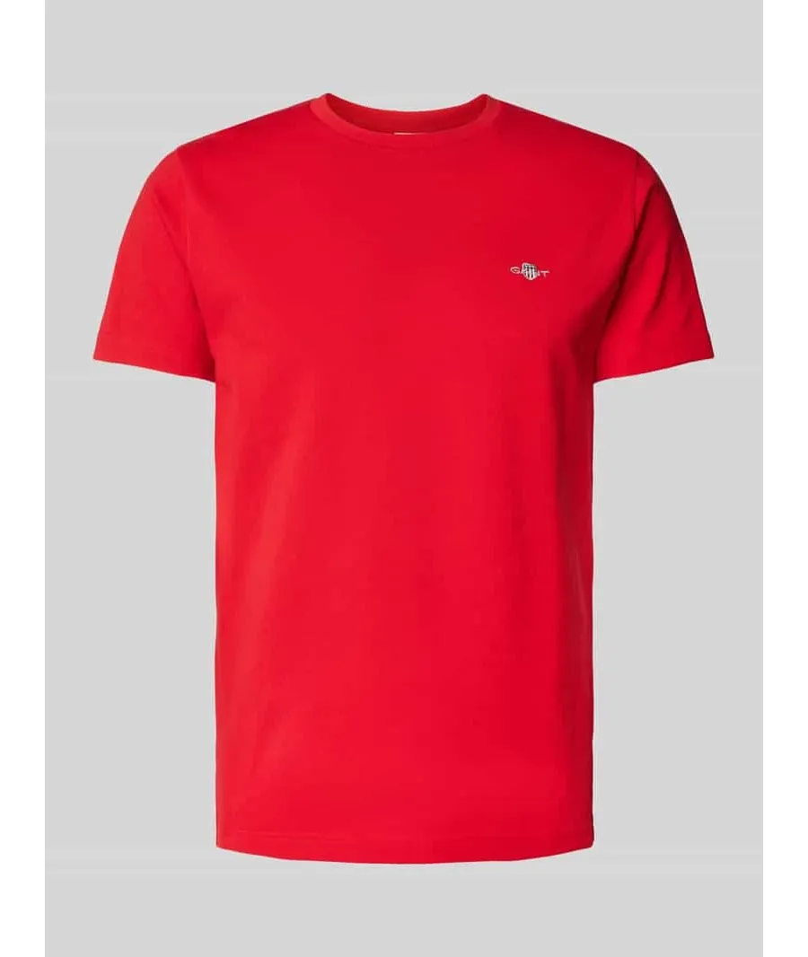 obrazek 1 T-shirt o kroju slim fit z wyhaftowanym logo