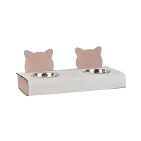 Zdjęcie Wyjątkowy zestaw misek dla kota 40x16xH6 cm w kolorze perłowym