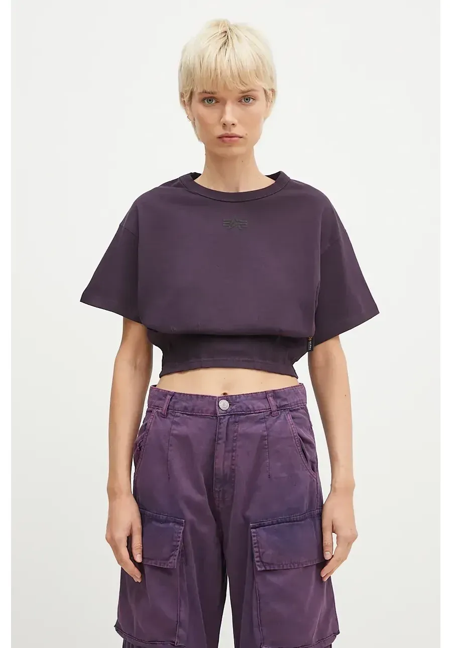 obrazek 1 Alpha Industries t-shirt bawełniany Waisted damski kolor fioletowy 148070
