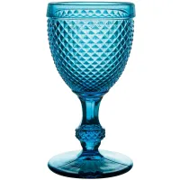 Zdjęcie Klasyczny zestaw czterech niebieskich kielichów do wody z bogatym reliefowym ornamentem - Vista Alegre