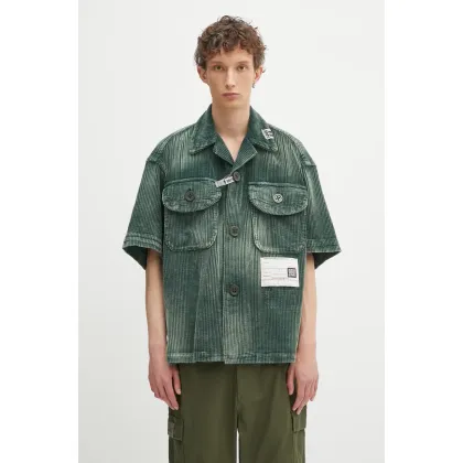 Zdjęcie Maison MIHARA YASUHIRO koszula bawełniana Amateur Sewn S/S Shirts męska kolor zielony relaxed A14SH084