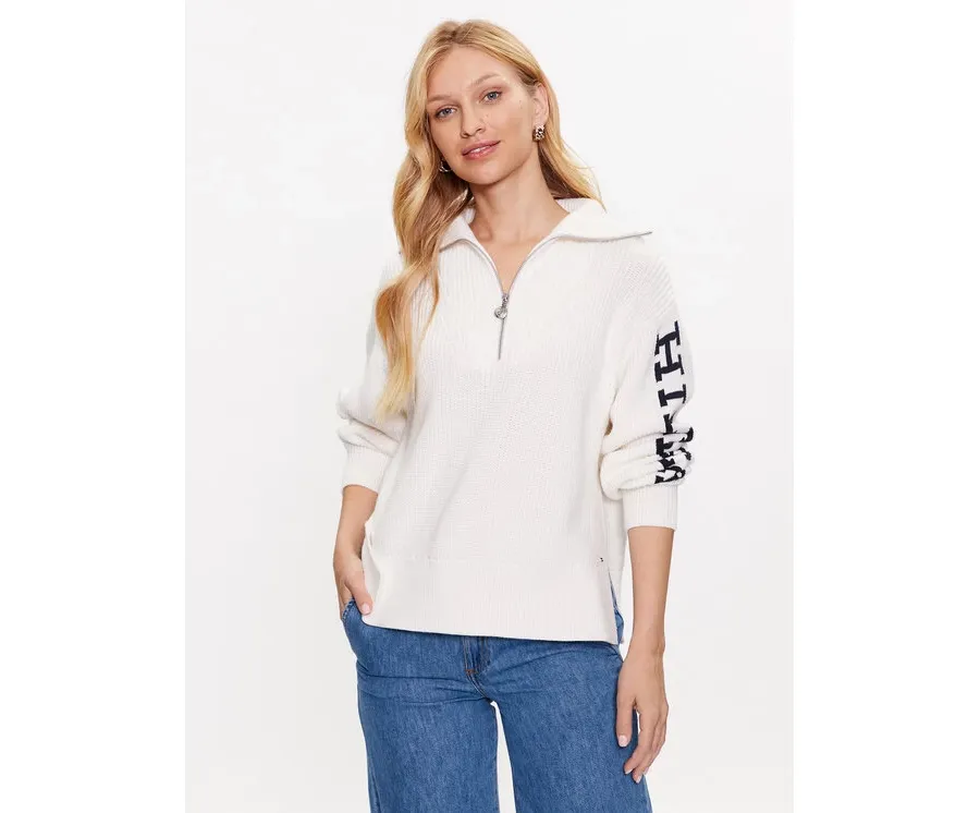 obrazek 1 Tommy Hilfiger Sweter WW0WW39013 Écru Relaxed Fit