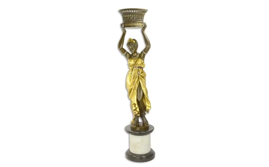 obrazek 1 Wyjątkowa rzeźba kobiecej postaci w stylu orientalnym z brązu