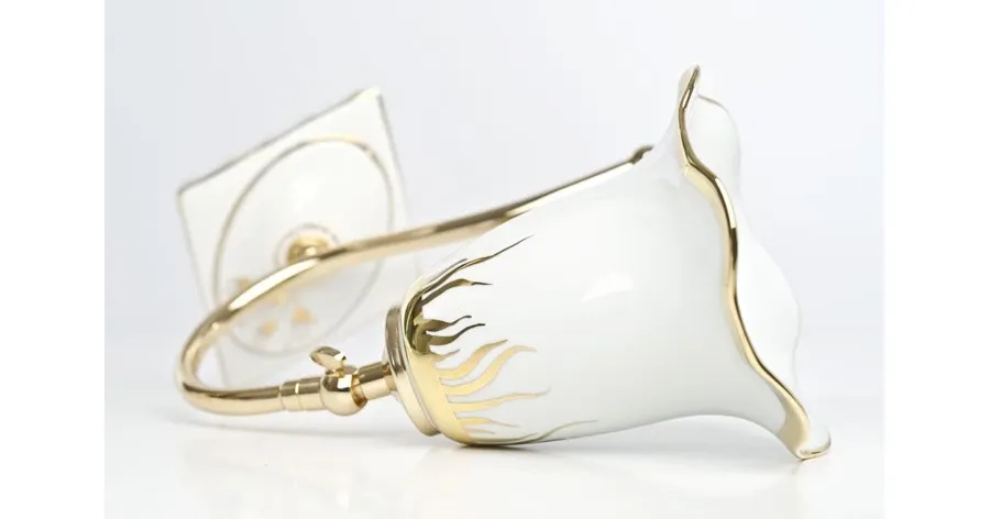 obrazek 4 Porcelanowa lampka na stół w wersji lustrzanego złota i platynowego srebra