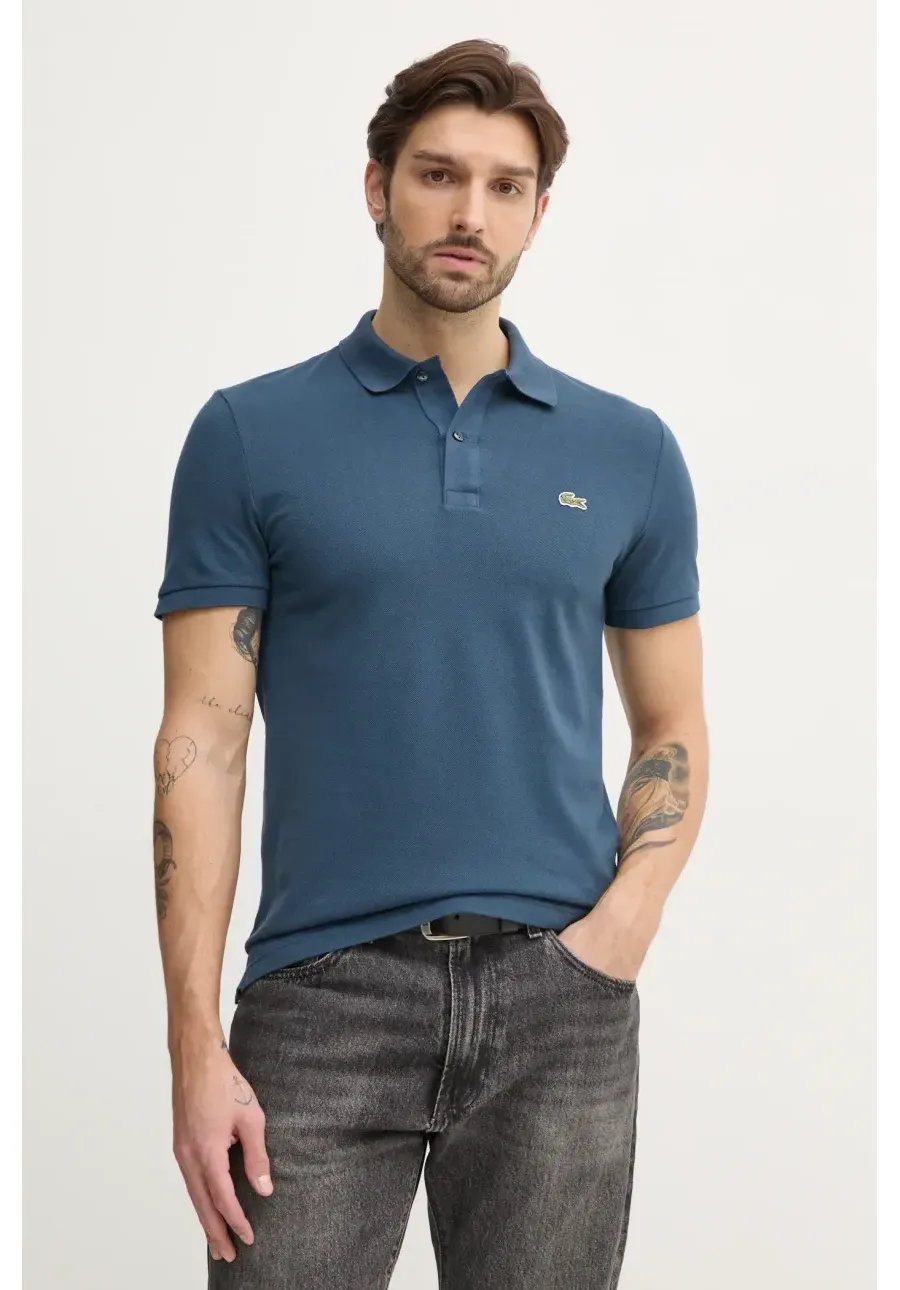 obrazek 1 Lacoste polo bawełniane kolor niebieski gładki PH4012