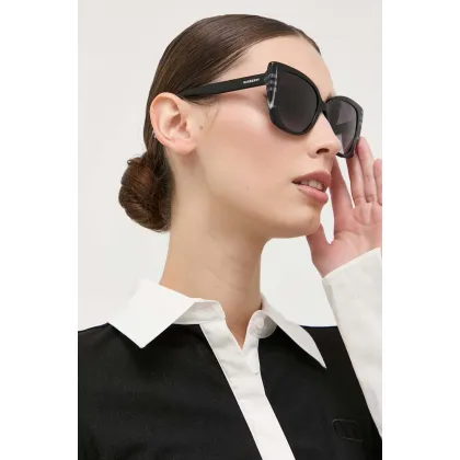 Zdjęcie Burberry okulary przeciwsłoneczne MERYL damskie kolor czarny 0BE4393