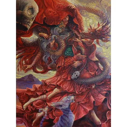 Zdjęcie Tajemnice Pierzastego Węża  Krzysztof Krawiec  Akryl na płótnie 80cm x 60cm (sprzedany)