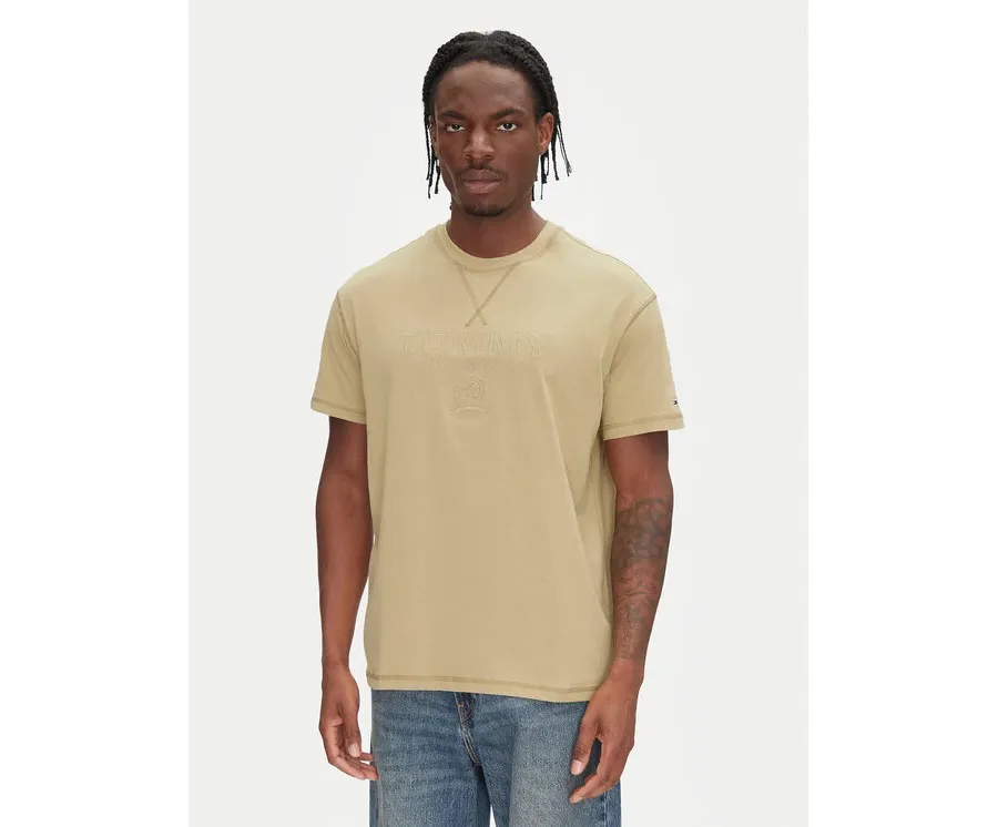 obrazek 1 Tommy Jeans T-Shirt Tonal Crest DM0DM20805 Beżowy Relaxed Fit