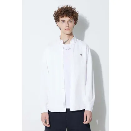 Zdjęcie Carhartt WIP koszula bawełniana Madison Shirt męska kolor biały regular z kołnierzykiem button-down I023339-BUFFALO/WH