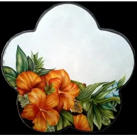 Picture Stone volcanic table top for the garden with a floral motif – Ceramiche Valchida