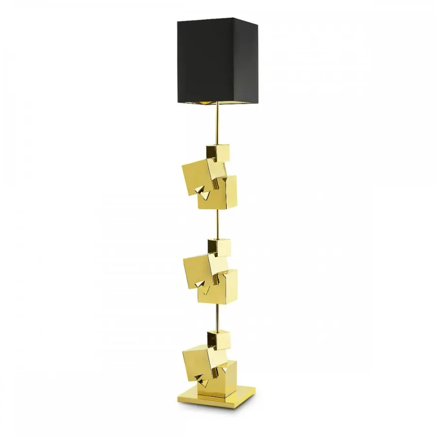 obrazek 2 Lampa podłogowa z pirytu z mosiężną ramą H.184xL.30xP.30 cm