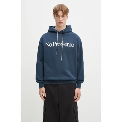 Zdjęcie No Problemo bluza bawełniana No Problemo Hoodie kolor granatowy z kapturem z nadrukiem NP2001203